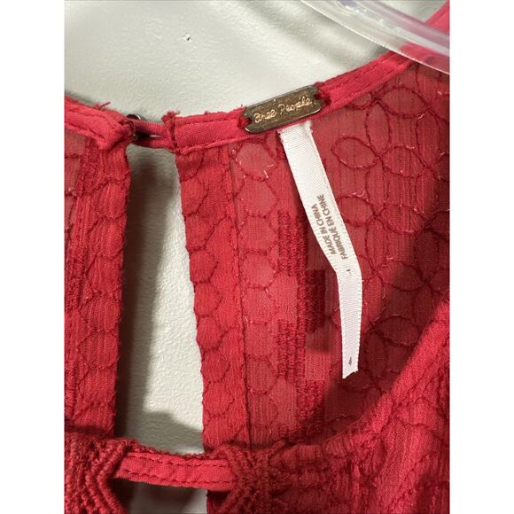 Free People Wherever You Go Mini Dress 4 Red‎ Lace Festival Rave Concert - Picture 3 of 7